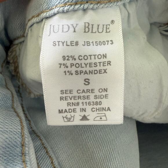 Judy Blue High Waist Bleach Cut Denim Shorts Casual Festival JB150073 Sz S - Picture 2 of 7